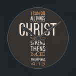 Ik kan alles doen door de Bijbel Verse Ronde Klok<br><div class="desc">"Ik kan alles doen via een christ die me versterkt" Filippijnen 4:13. Bijbelvers.</div>