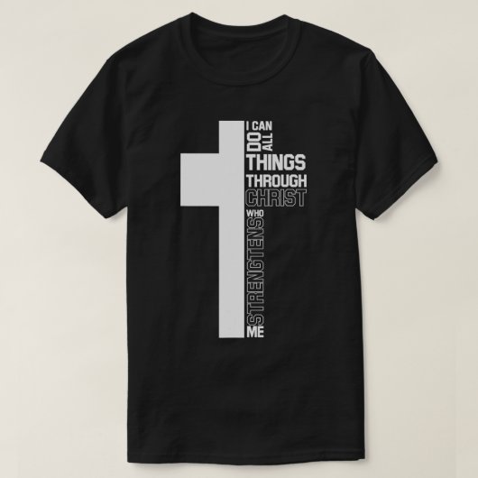 Ik kan alles doen door het Christelijke kruis van  T-shirt (Design voorkant)