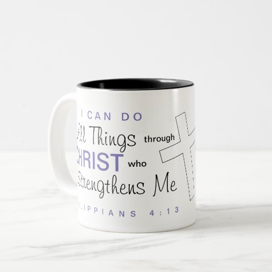 "Ik kan alles doen door middel van Christus" Mok (Voorkant links)
