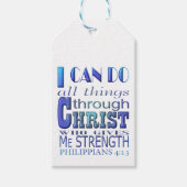 Ik kan alles doen met Christelijke Blauwe Tekst Cadeaulabel (Voorkant)