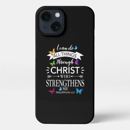 Ik kan alles doen met Christus Butterfly Art iPhone Hoesje (Achterkant)