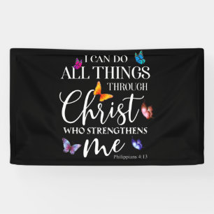 Ik kan alles doen met Christus Butterfly Art Spandoek