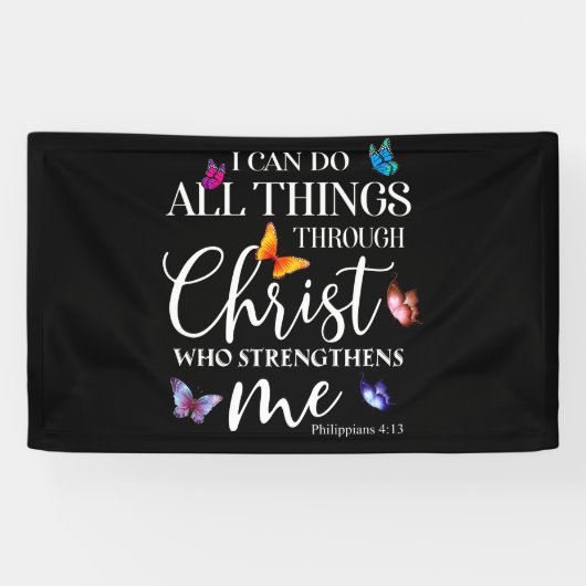 Ik kan alles doen met Christus Butterfly Art Spandoek (Horizontaal)