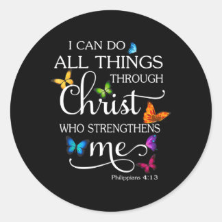 Ik kan alles doen via Christus Butterfly Reling Ronde Sticker