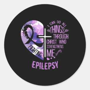 Ik kan alles doen via Christus - Epilepsie Awar Ronde Sticker
