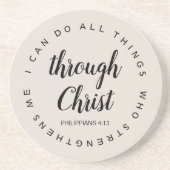 Ik kan alles doen via Christus Greige Zandsteen Onderzetter (Voorkant)