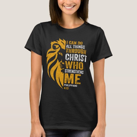 Ik kan alles doen via Christus Lion Philippian T-shirt (Voorkant)