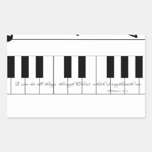 Ik kan alles door Christus doen met Piano Keys Rechthoekige Sticker