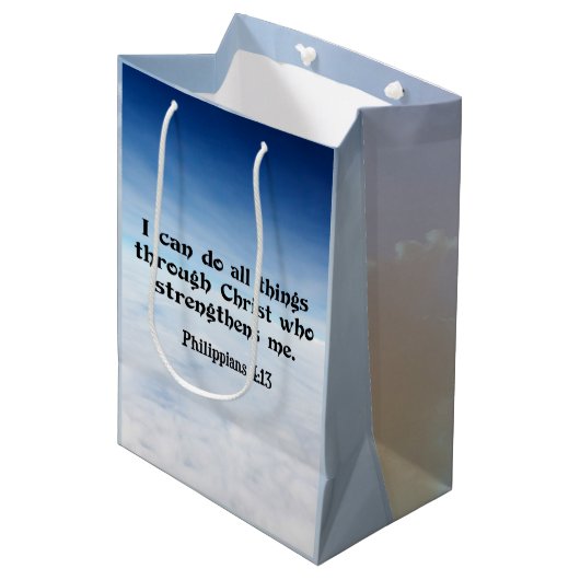 Ik kan alles doorstaan... Filippijnen 4:13 Medium Cadeauzakje (Voorkant Gekanteld)