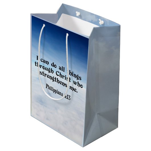 Ik kan alles doorstaan... Filippijnen 4:13 Medium Cadeauzakje (Achterkant Gekanteld)