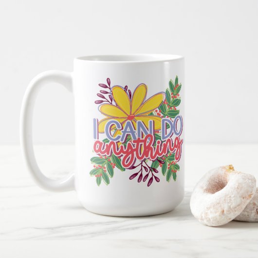 Ik kan alles motivatie ontwerp koffiemok (Met donut)
