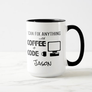 Ik kan alles oplossen met koffie en code grappig mok
