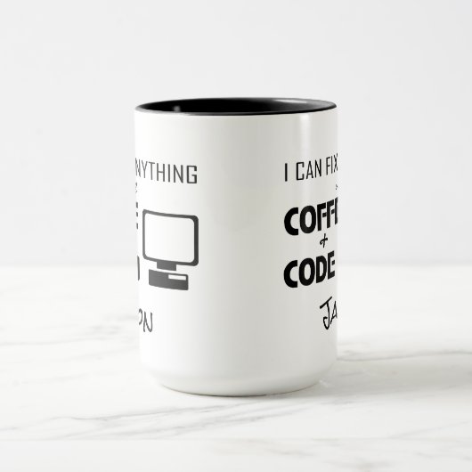 Ik kan alles oplossen met koffie en code grappig mok (Midden)