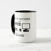 Ik kan alles oplossen met koffie en code grappig mok (Voorkant links)