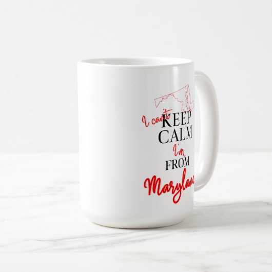 Ik kan Calm niet houden, ik ben van Maryland. Koffiemok (Voorkant rechts)