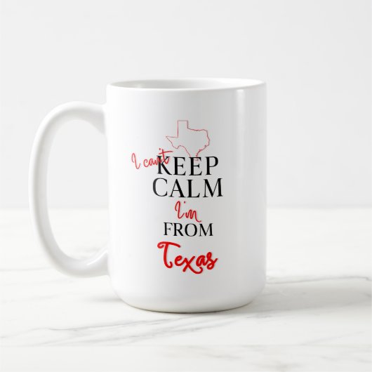 Ik kan Calm niet uit Texas houden. Koffiemok (Links)