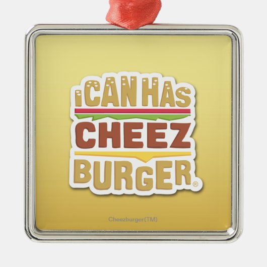 Ik kan Cheezburger hebben (schaduw) Metalen Ornament (Voorkant)
