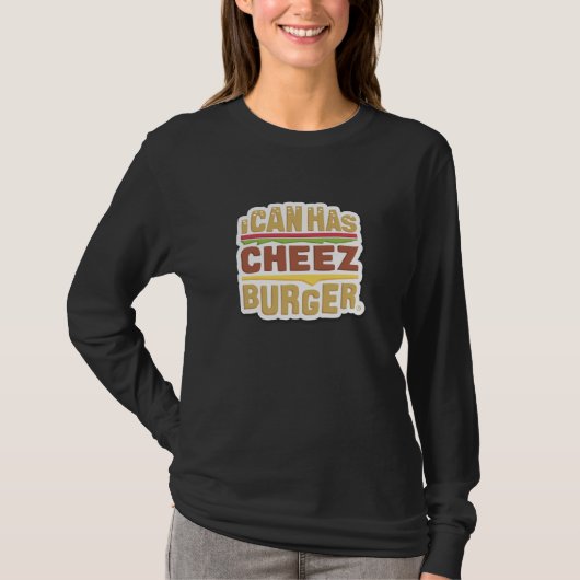 Ik kan Cheezburger hebben (schaduw) T-shirt (Voorkant)
