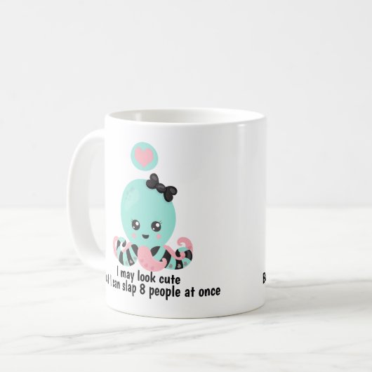 Ik kan Cute Slap 8 Mensen Funny Octopus bekijken Koffiemok (Voorkant links)