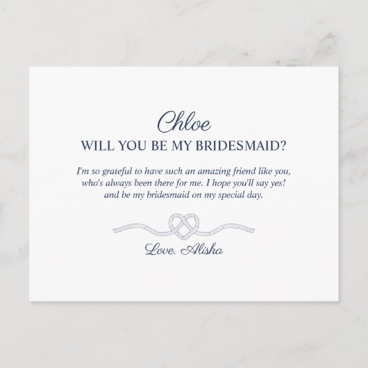 Ik kan de knoop niet Stropdassen zonder jou Navy R Uitnodiging Briefkaart (Achterkant)