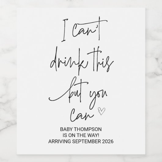 Ik kan dit niet Drinken... je kunt de aankondiging Wijn Etiket (Enkel label)