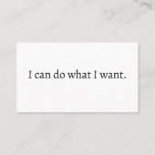 IK kan doen wat ik wil. Visitekaartje (Achterkant)