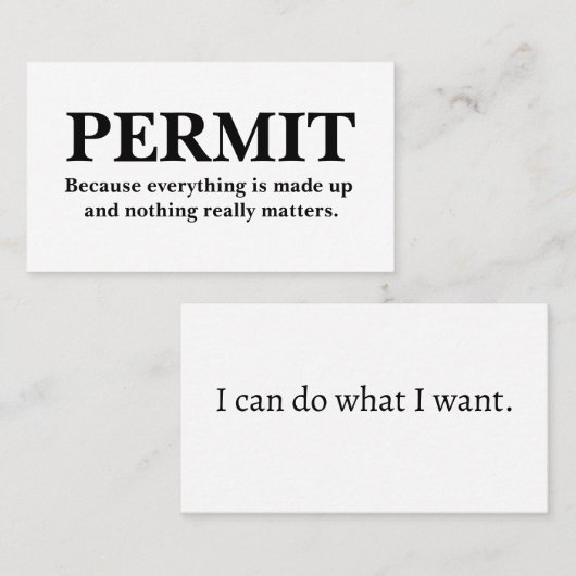 IK kan doen wat ik wil. Visitekaartje (Voorkant / Achterkant)