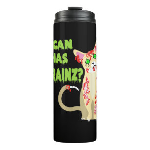 Ik kan een Brain Zombie Cat Shirt hebben Thermosbeker