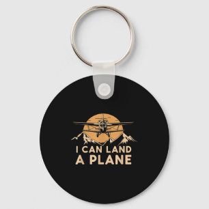 Ik kan een vliegtuig laten landen Vintage grappig Sleutelhanger