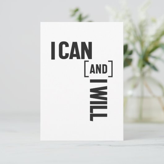 Ik kan en ik zal het bericht inspireren RSVP kaartje (Staand voorkant)