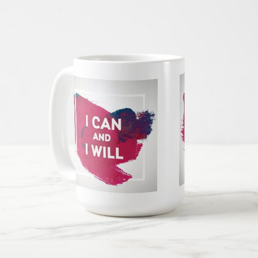 Ik kan en ik zal koffiemok (Voorkant links)