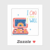 Ik kan en ik zal retro technologie thema vinyl sticker (Vel)