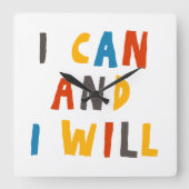 Ik kan en ik zal vierkante klok (Voorkant)