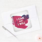 Ik kan en ik zal vierkante sticker (Envelop)