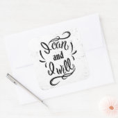 Ik kan en ik zal vierkante sticker (Envelop)