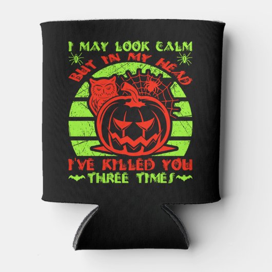 Ik kan er kalm uitzien, maar Halloween Spider Owl  Blikjeskoeler (Voorkant)