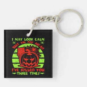 Ik kan er kalm uitzien, maar Halloween Spider Owl  Sleutelhanger