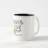 Ik kan er wel uitzien als luisteren naar jou, maar tweekleurige koffiemok (Voorkant rechts)