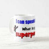 Ik kan Frans spreken. Wat is je supermacht? Koffiemok (Voorkant links)
