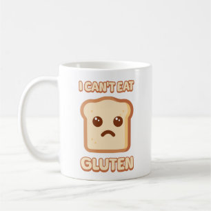 Ik kan geen gluten eten! Schattige Brood Cartoon Koffiemok