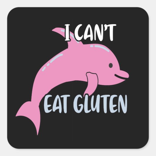 Ik kan geen goudroze dolfijn eten vierkante sticker (Voorkant)