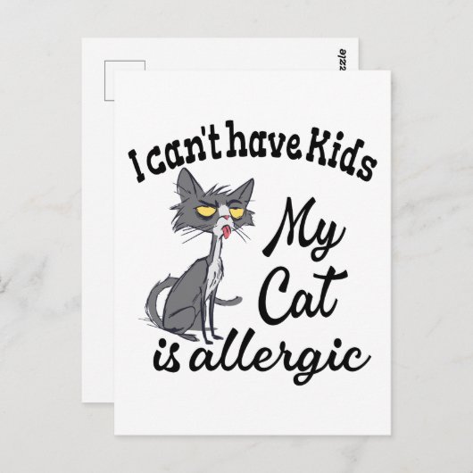 Ik kan geen Kinderen hebben... mijn kat is allergi Briefkaart (Voorkant / Achterkant)