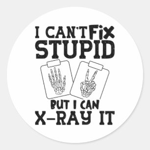 Ik kan geen stoute radiologische technologieconoom ronde sticker