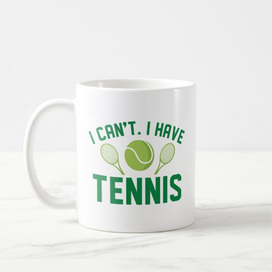 Ik kan geen tennis hebben koffiemok (Links)