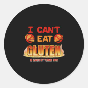 Ik kan gluten niet eten Grappige losgeslagen Gen Z Ronde Sticker