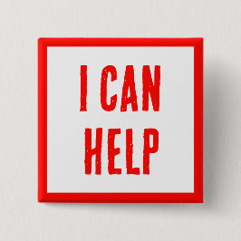 IK KAN HELPEN! Knoppen voor vrijwilligers, bedrijv Vierkante Button 5,1 Cm
