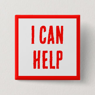 IK KAN HELPEN! Knoppen voor vrijwilligers, bedrijv Vierkante Button 5,1 Cm