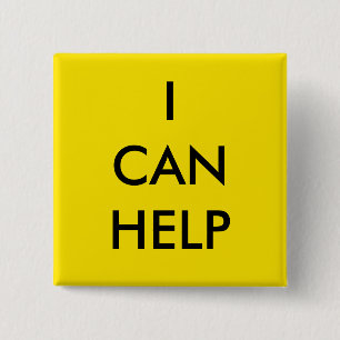 Ik kan helpen Vrijwilligersknop Liefdadigheidseve Vierkante Button 5,1 Cm