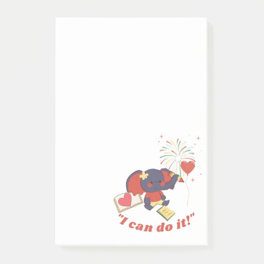 Ik kan het doen en Baby elefante notities Post-it® Notes (Voorkant)