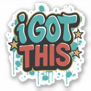 IK KAN HET Graffiti Stijl Motiverende Typografie  Sticker